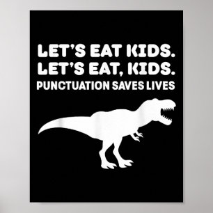 Póster Comamos niños Dinosaurio T-rex Dino Puntuación Tea
