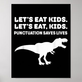 Póster Comamos niños Dinosaurio T-rex Dino Puntuación Tea