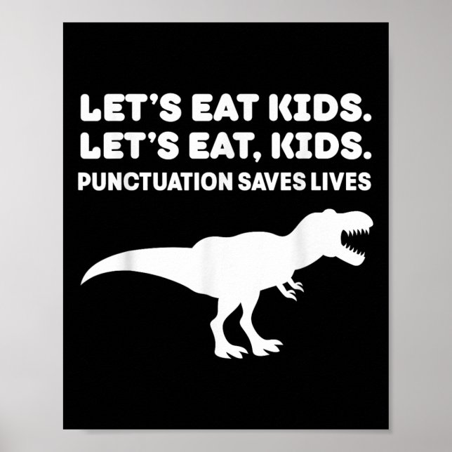 Póster Comamos niños Dinosaurio T-rex Dino Puntuación Tea (Frente)