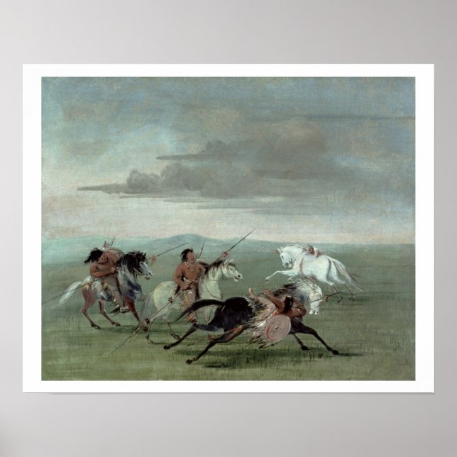 Póster Comanche Feats of Martial Horsemanship, 1834 (oil (Frente)