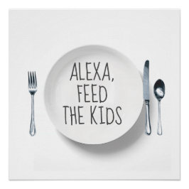 Póster Comando de Alexa Humor en blanco