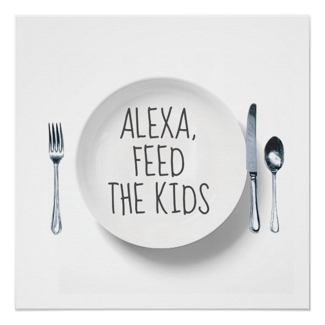 Póster Comando de Alexa Humor en blanco (Anverso)