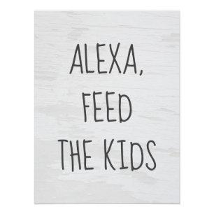 Póster Comando de Alexa Humor en Blanco Texturizado