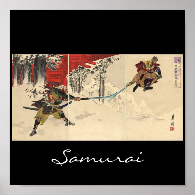 Póster Combate de Samurai en la nieve alrededor de 1890 (Frente)