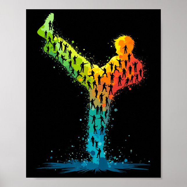 Póster Combatiente del Karate de las Artes Marciales (Frente)