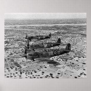 Póster Combatientes del Spitfire sobre África, 1943. Foto