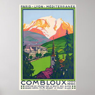 Póster Combloux Chamonix Megeve Alpes Montañas Francia