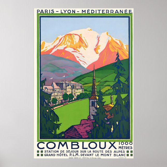 Póster Combloux Chamonix Megeve Alpes Montañas Francia (Frente)