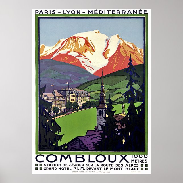 Póster Combloux en Verano, Francia, viaje vintage (Frente)