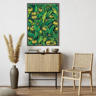 Póster Combo de Hoja y Fruta de Plátano Selva Tropical