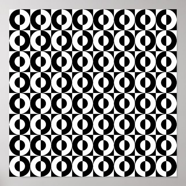 Póster Combo Geo Negro y Blanco Círculos Divertidos (Frente)