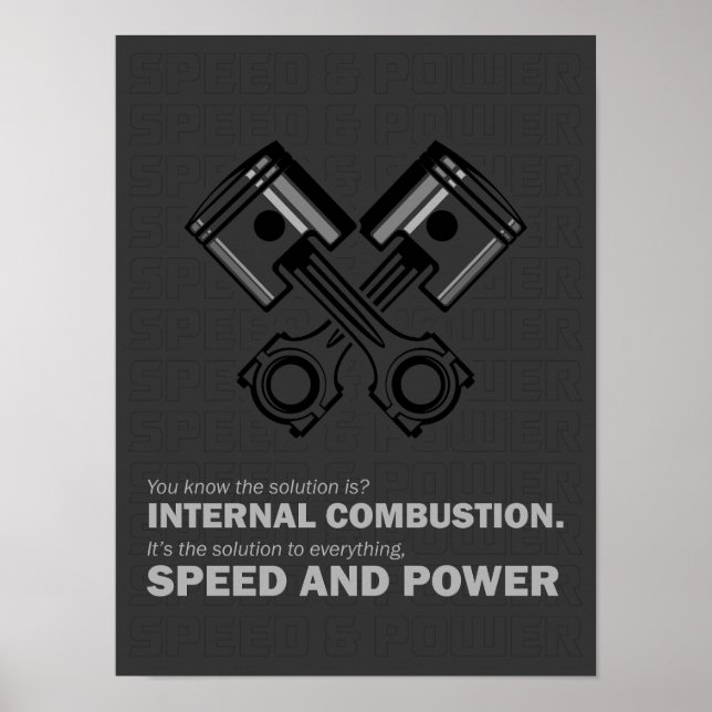 Póster Combustión interna - Velocidad y potencia (Frente)