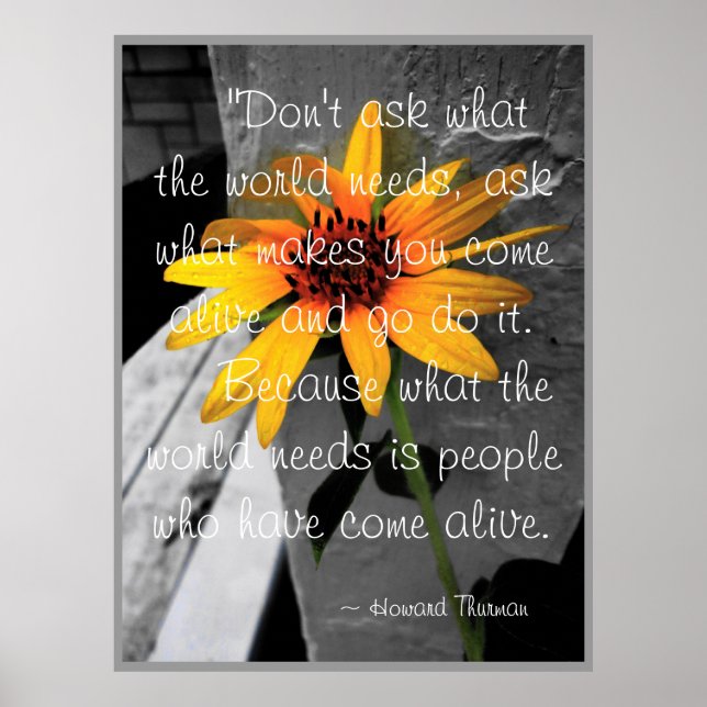 Póster "Come Alive" Howard Thurman Cita al Poster del gir (Frente)