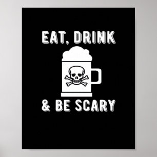 Póster Come Bebe Y Sé Espantoso Halloween Cerveza Vintage