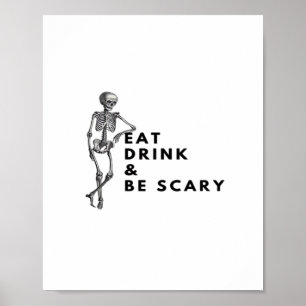 Póster Come Bebe Y Sé Espantoso Halloween Esqueleto Vinta