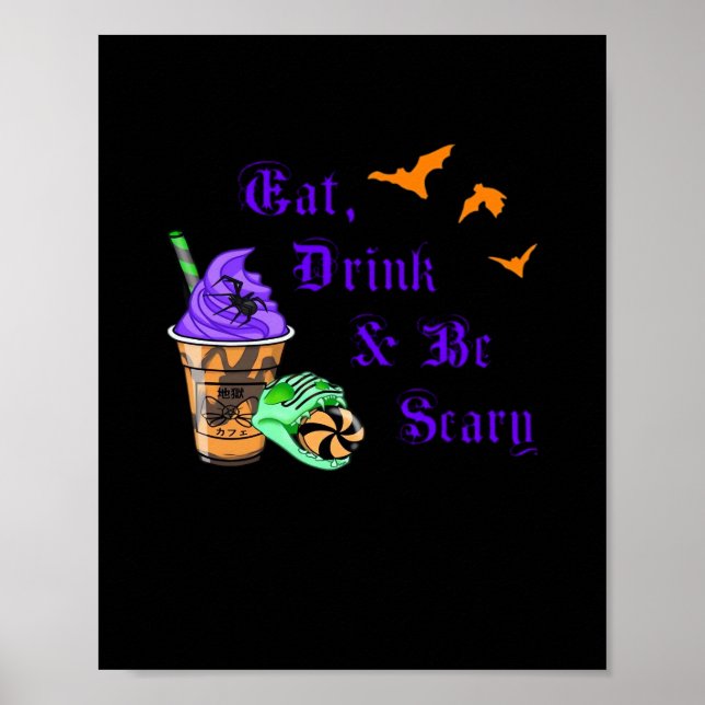 Póster Come Bebe Y Sé Espantoso Halloween Mínimo Limpio (Frente)