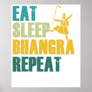 Póster Come Bhangra Duerme Repite Divertido Baile Punjabi