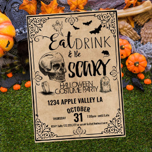 Póster Come Come y Sé Espantoso Fiesta de Halloween Vinta