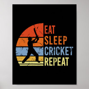 Póster Come Cricket Duerme Repite - Divertido Juego de Cr