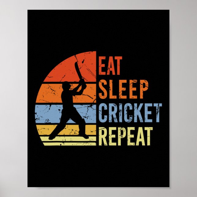 Póster Come Cricket Duerme Repite - Divertido Juego de Cr (Frente)