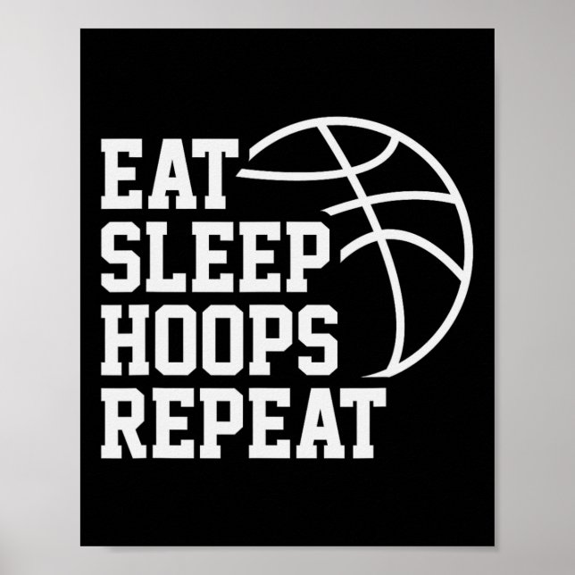 Póster Come Dormir Baloncesto Repetir Divertido Decir Cit (Frente)