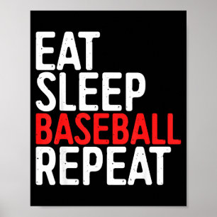 Póster Come Dormir Béisbol Repetir Deporte Juego Regalo C