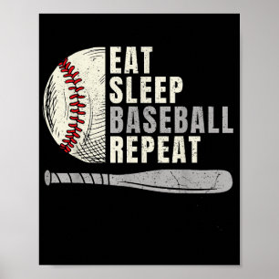 Póster Come Dormir Béisbol Repetir Divertido Jugador de B