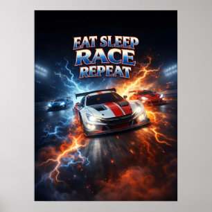 Póster Come Dormir Correr Retro