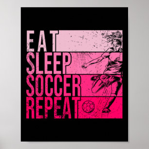 Póster Come Dormir Fútbol Repetir Divertido Footller Camp