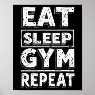 Póster Come Dormir Gimnasio Repetir Camiseta Divertida Hu
