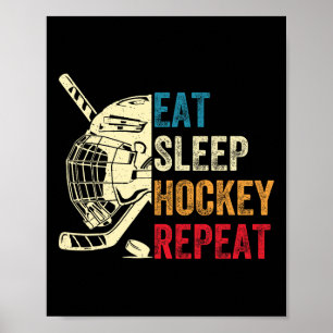 Póster Come Dormir Hockey Repetir Niños Adulto Hockey Hie