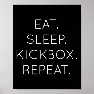 Póster Come Dormir Kickbox Repetir - Divertido Boxeador d
