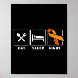 Póster Come Dormir Luchar Leucemia Conciencia del Cáncer