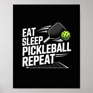Póster Come dormir pickleball repetir jugador divertido