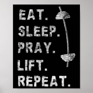 Póster Come Dormir Rezar Levantar Repetir Camiseta Gimnas