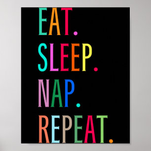 Póster Come Dormir Siesta Repetir Divertido Sarcástico Co