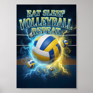 Póster Come Dormir Voleibol Retro