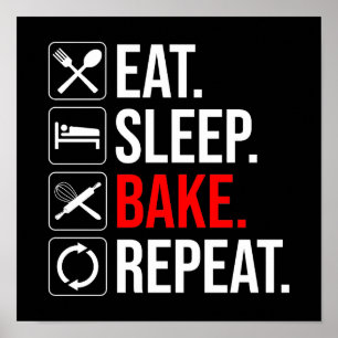 Póster Come. Duerme. Bake. Repite