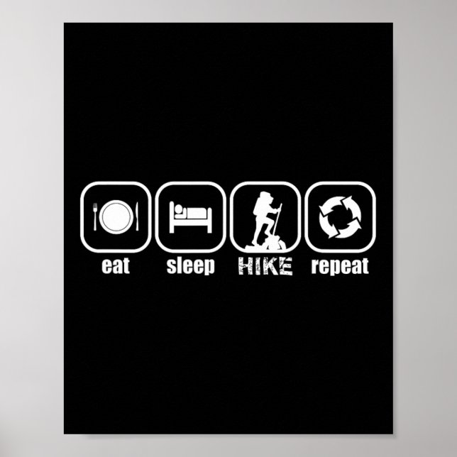 Póster Come, Duerme, Camina, Repite - Divertido Caminar,  (Frente)