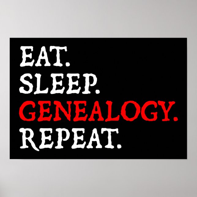 Póster Come. Duerme. Genealogía. Repite. (Frente)