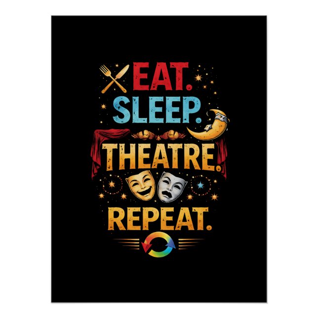 Póster Come, Duerme, Teatro, Repite (Anverso)