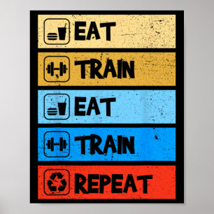 Póster Come Entrenar Repetir Fuerza Deportes Gimnasio Div
