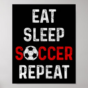 Póster Come Fútbol Duerme Repetir Jugador De Fútbol Hombr