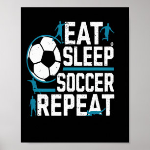 Póster Come Fútbol Duerme Repite Diario Rutina Fútbol Jue