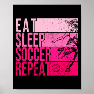Póster Come Fútbol Duerme Repite Divertido Jugador De Cam