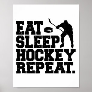 Póster Come Hockey Duerme Repetir - Hockey Divertido