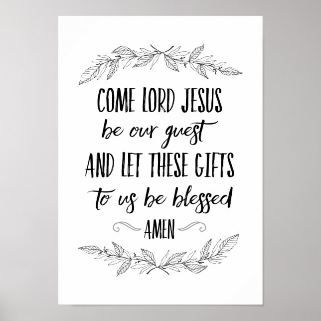 Póster Come Lord Jesus Be Our Guest Prayer Wall Art (Frente)