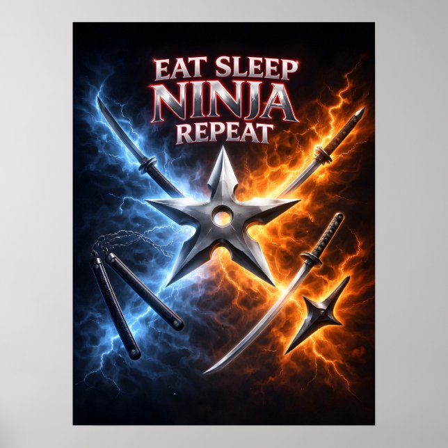 Póster Come Ninja Llama Fuego (Frente)