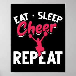Póster Come Reír Duerme Repetir Divertido Animadora Cheer