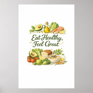 Póster Come Sano Siente Genial – Estilo de Vida de Nutric